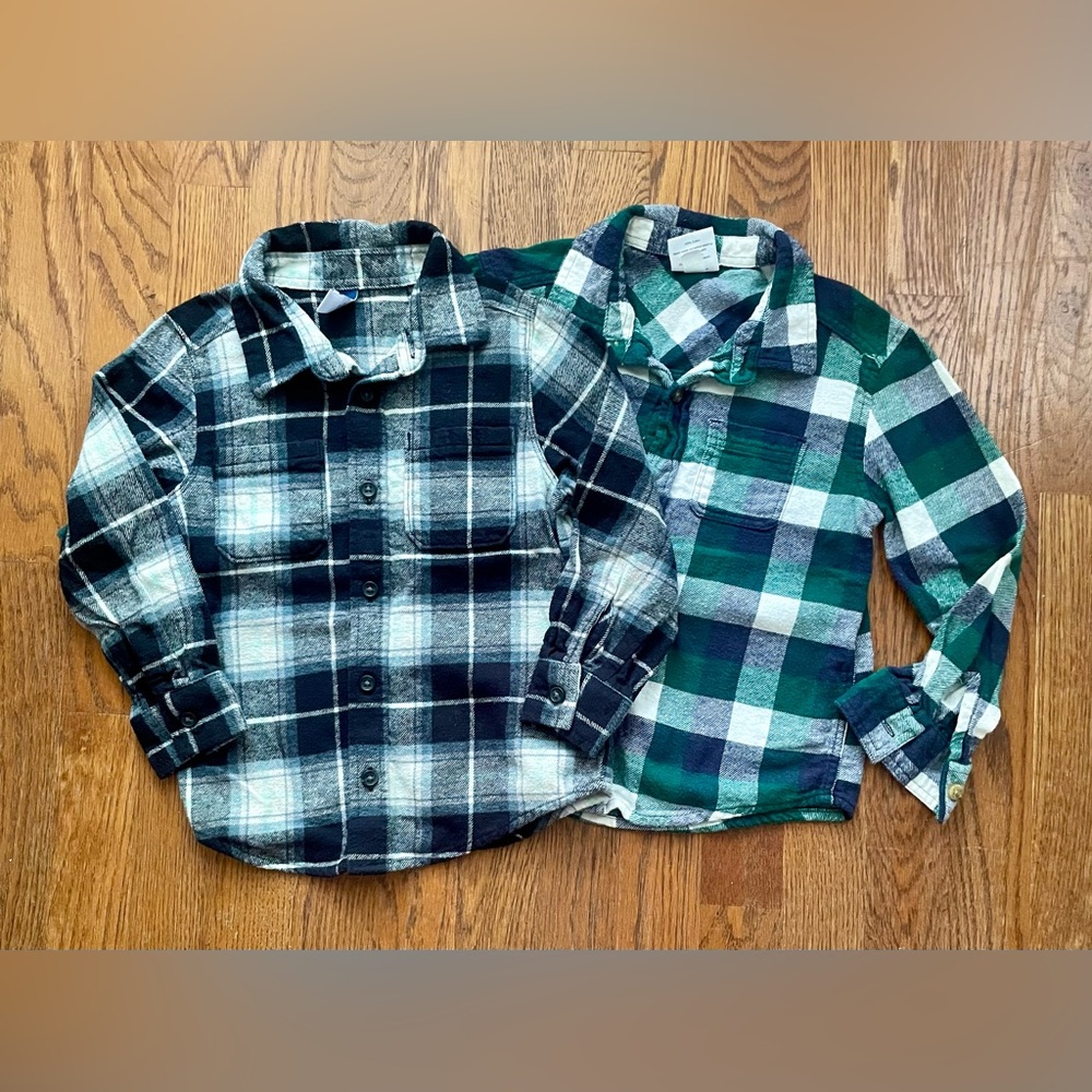 Old Navy boys size 4 button down plaid shirts